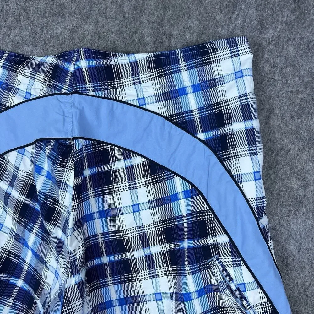Pacific and Co Men's Swim Trunks Light Blue Black Plaid Board Shorts Size XL